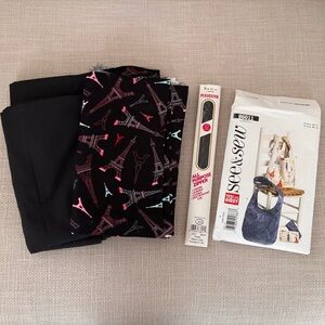 Eiffel Tower Print Black Hobo Purse Bundle